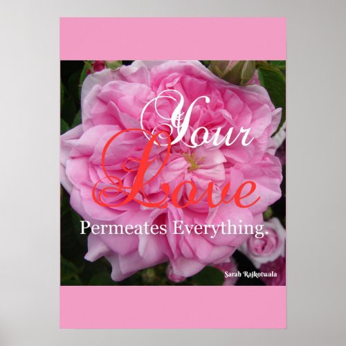 Pink Rose Art Floral Flowers Inspirational Poster