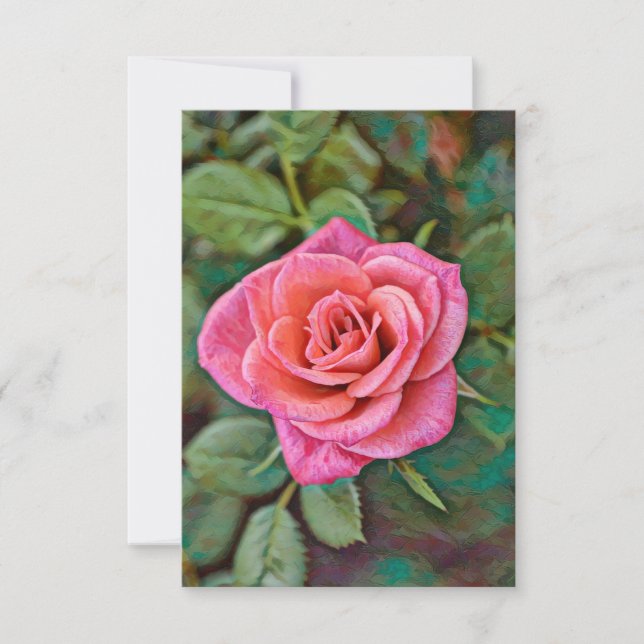 Pink Rose Art Flower Flat Birthday Card (Front)