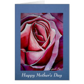 Pink Rose Art Mother's Day card with poem (Front)