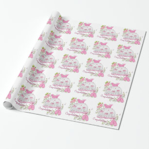 Pink Rose Baby Shower Wrapping Paper