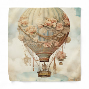 Pink Rose Balloon Pastel Teal Victorian Fairy Tale Bandana