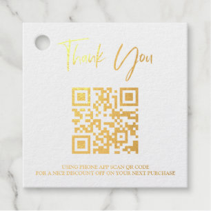 *~* Pink Rose Barcode QR Code Thank you Gift Tag