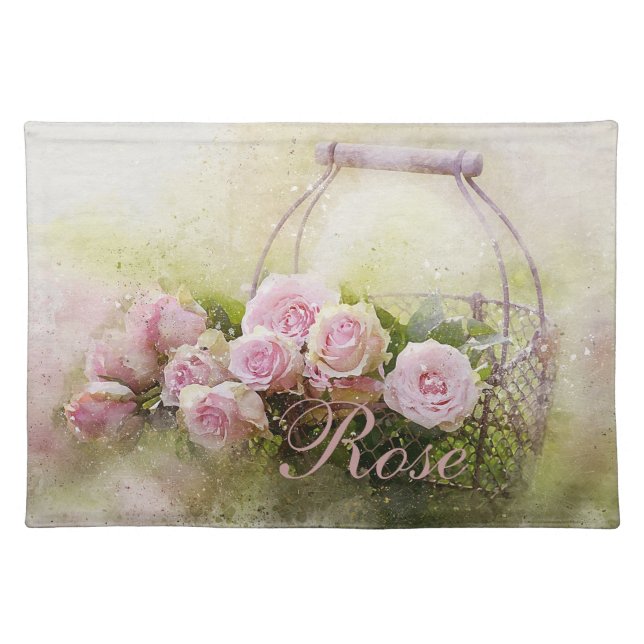 Pink Rose Basket Placemat (Front)