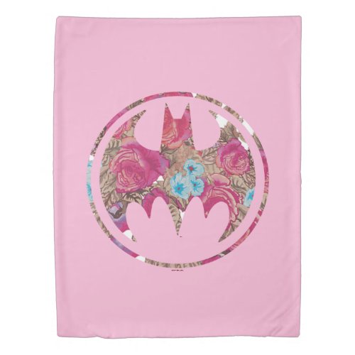 Pink Rose Bat Signal Duvet Cover