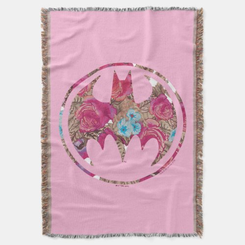 Pink Rose Bat Signal Throw Blanket