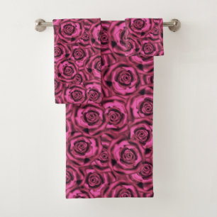 Pink rose bath towel set