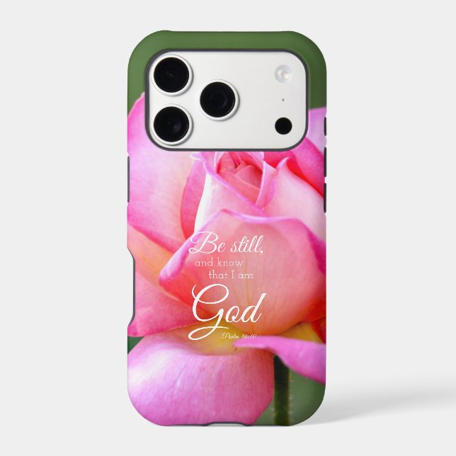 Pink Rose Be Still Psalm 46:10 Scripture Case-Mate iPhone Case (Back)