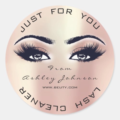 Pink Rose Beauty Glitter Coral Lash Makeup Cleaner Classic Round Sticker