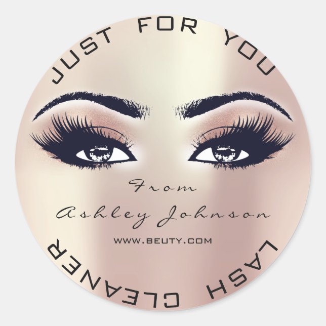 Pink Rose Beauty Glitter Coral Lash Makeup Cleaner Classic Round Sticker (Front)