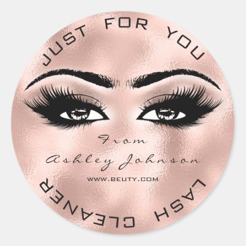 Pink Rose Beauty Glitter Skin Lash Makeup Cleaner Classic Round Sticker