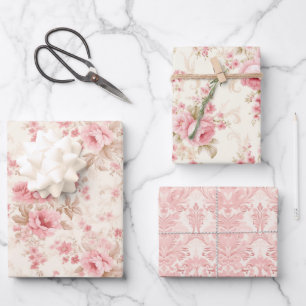 Pink Rose Beauty Wrapping Paper Sheets