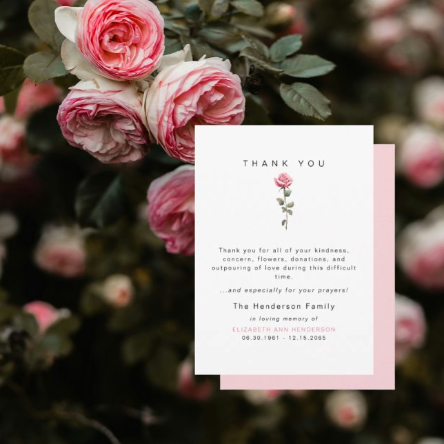 Pink Rose Bereavement Funeral Thank You (Creator Uploaded)