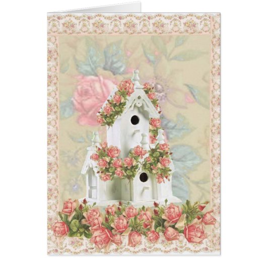 Pink Rose Birdhouse Cards (Front)