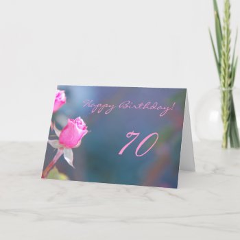 Pink Rose Birthday 70 Years Card by pulsDesign at Zazzle