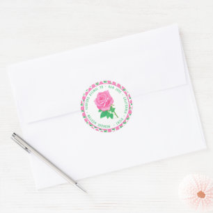 Pink Rose Birthday Classic Round Sticker