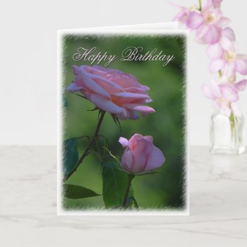 Pink Rose Birthday Greetings Card by CreativeCardDesign at Zazzle