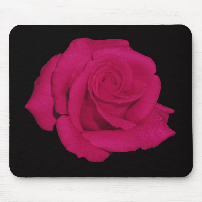 Pink rose, black background mousepad (gifts) (Front)