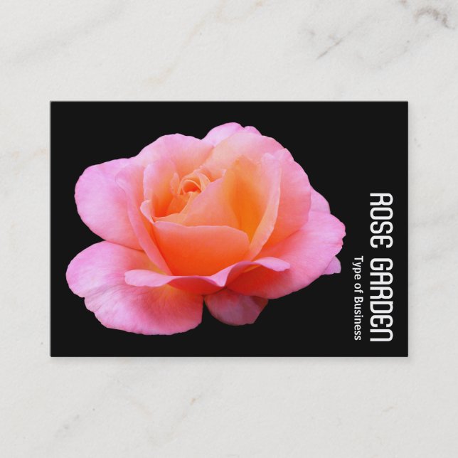 Pink Rose - Black Business Card (Front)