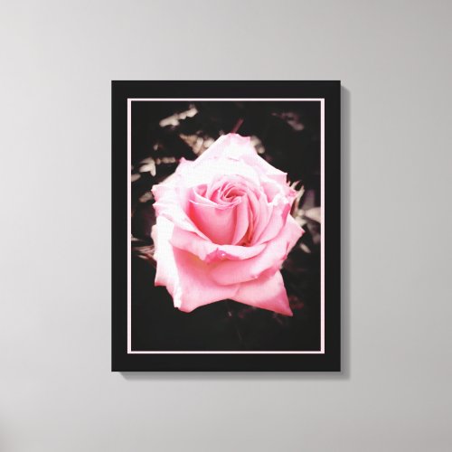Pink Rose Black Flower Photo Floral Canvas Print