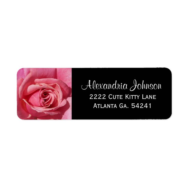 Pink Rose:  Black Return Address Labels (Front)