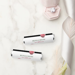 Pink Rose Black Ribbon Wedding Breath Savers® Mints