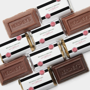 Pink Rose Black Ribbon Wedding Hershey's Miniatures