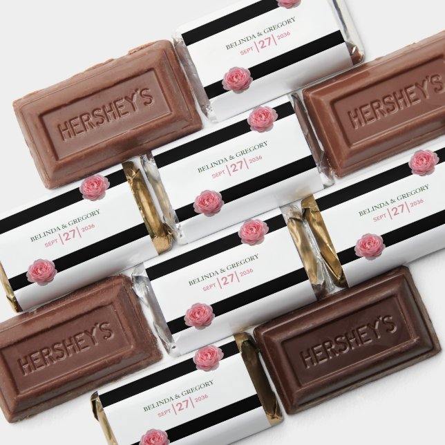 Pink Rose Black Ribbon Wedding  Hershey's Miniatures (Assorted)