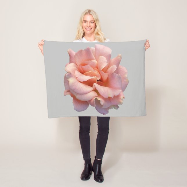 pink rose bloom fleece blanket (In Situ)