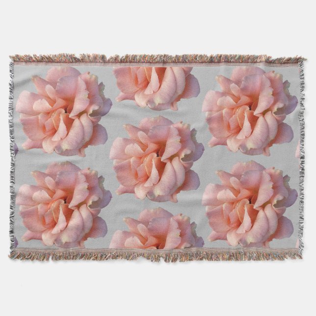 pink rose bloom throw blanket (Front)