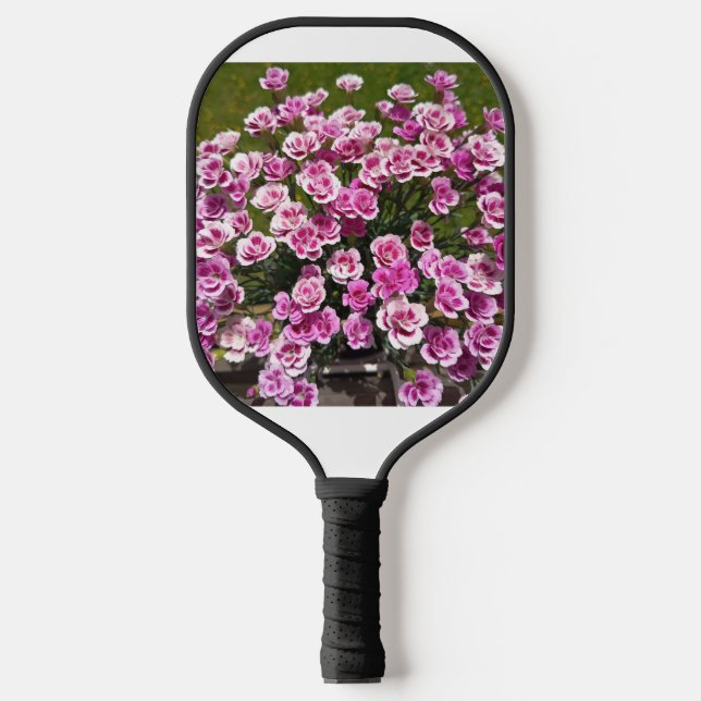 Pink Rose Blossom Pickleball Paddle (Front)