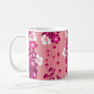 Pink rose blossoms: seamless background. coffee mug
