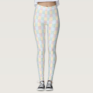 Pink Rose Blue Green Yellow White Modern Elegant Leggings