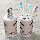 Pink Rose Blush Eye Lashes Beauty Studio Makeup Bathroom Set (Front)
