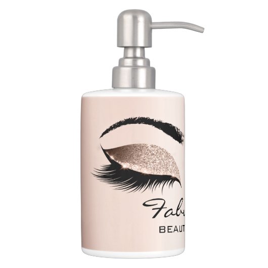 Pink Rose Blush Eye Lashes Beauty Studio Makeup Bathroom Set (Right)