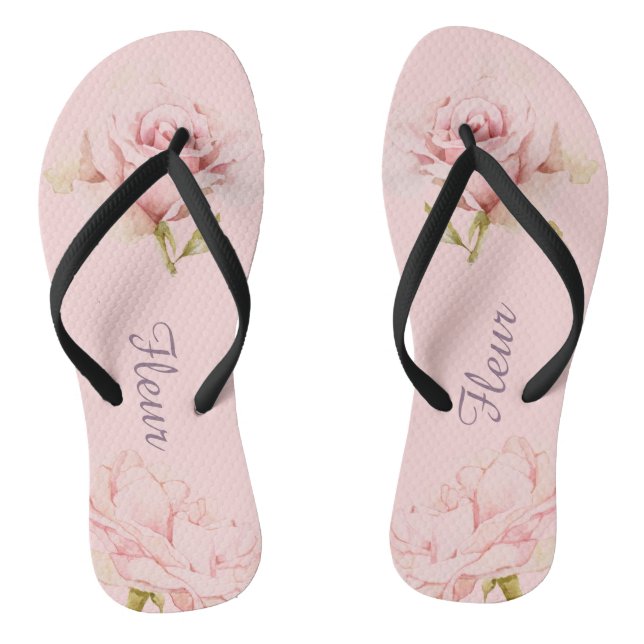 Pink rose blush flip flops (Footbed)