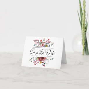 Pink Rose Blush Floral Save the Date Folded Card