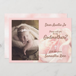 Pink rose blush Godmother invitation