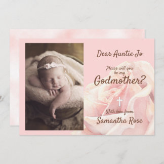 Pink rose blush Godmother invitation