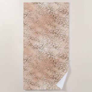 Pink Rose Blush Gold Leopard Animal Print       Beach Towel