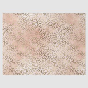 Pink Rose Blush Gold Leopard Print Tissue Paper