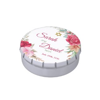 Pink Rose Blush Jewish Wedding Kosher Candy Tin