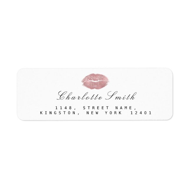 Pink Rose BLush Lips Kiss Makeup White  RSVP Label (Front)