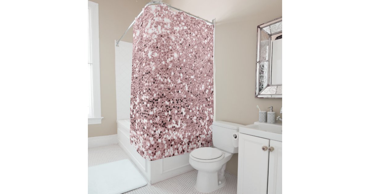 Pink Rose Blush Powder Faux Glitter Sequin Glam Shower ...