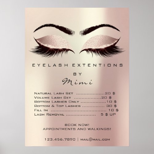 Pink Rose Blush Skin Makeup Eyes Lashes Prices Poster