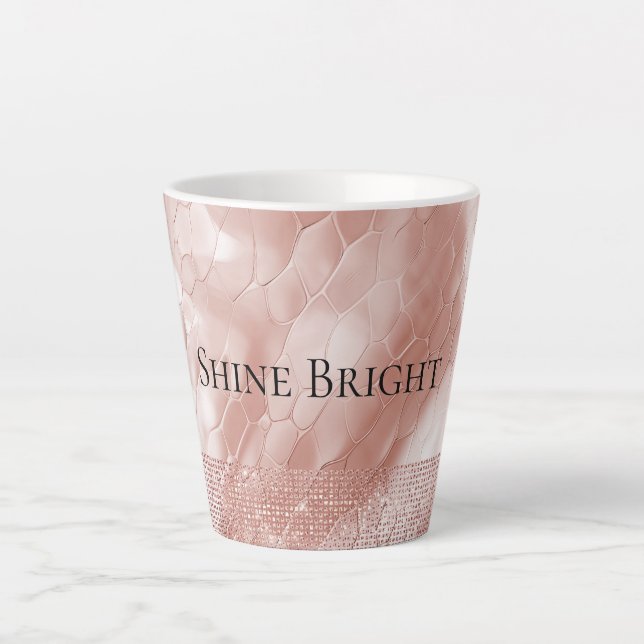 Pink  Rose Blush Sparkle Glam Animal Latte Mug (Front)