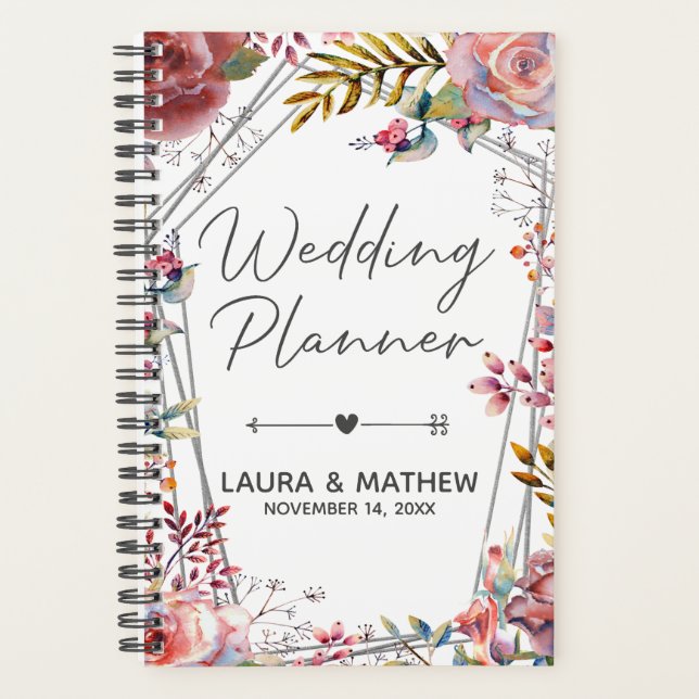 Pink Rose Blush Terrarium Wedding  Planner (Front)