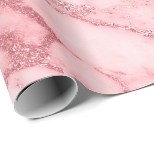 Pink Rose Blush White Marble Molten Pastel VIP Wrapping Paper