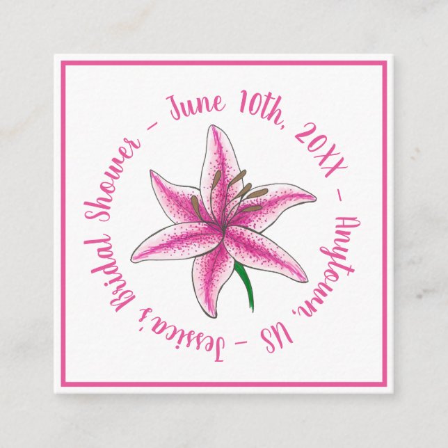 Pink Rosé Blush Wine Glass Wedding Bridal Shower  Enclosure Card (Front)