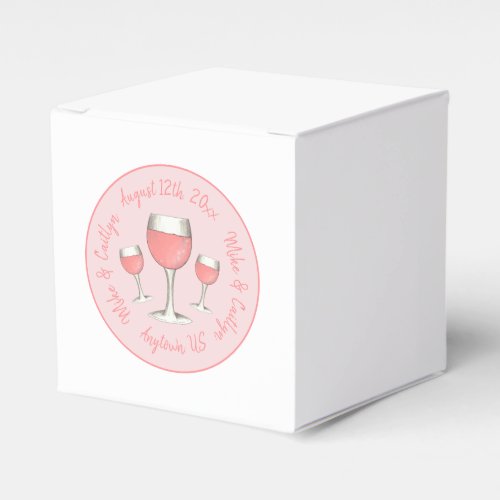 Pink Ros Blush Wine Glass Wedding Bridal Shower Favor Boxes