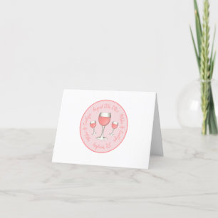 Pink Rosé Blush Wine Glass Wedding Bridal Shower Letterpress Thank You Card